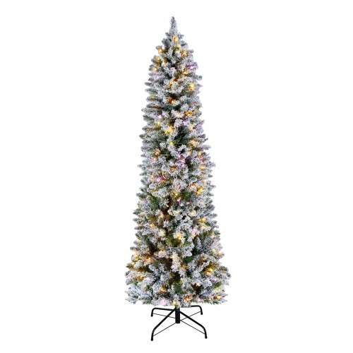  Christmas Tree, 6ft Prelit Flocked Artificial Tree, Full Holiday Xmas D... - $89.17