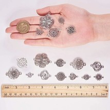 6 Silver Charms Chandelier Components Connector Pendants Assorted Link F... - £6.35 GBP