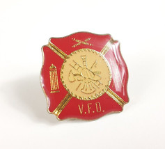 Volunteer Fire Department Pin Vintage 80s FD Hook &amp; Ladder VFD Lapel Tac... - £3.80 GBP