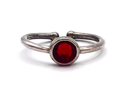 Vintage Signed American 925 Sterling Silver Red Crystal Ring Adjustable ... - £15.57 GBP