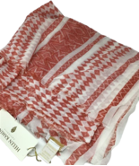 Helen Kaminski Benita Vermillion Red Scarf Wrap Fringes White Cotton Diamonds - $98.95