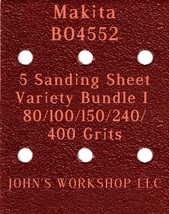 Makita BO4552 - 80/100/150/240/400 Grits - 5 Sandpaper Variety Bundle I - £3.97 GBP