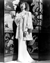Anna May Wong full length pose in white gown by Chinese wall backdrop 24x36 post - £23.59 GBP