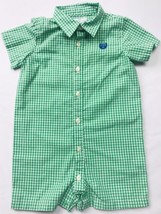 Vintage Chaps Gingham 6 M Romper Shorts Green White Checks Collared Dres... - £14.12 GBP