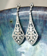 14k White Gold Party Wear Chandelier Earrings 1.00Ct Lab Created White S... - £207.25 GBP