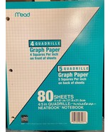80 Sheet Graph Paper 4 Quadrille Squares Front and 5 on Back Notebook *N... - $246.15 MXN