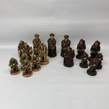 nigri chess pieces chinese immortals Lot Of 16 Hand Carved Italian Rare HTF - £73.82 GBP