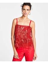MSRP $70 INC Womens Sequined Fringed Tiered Metallic Top Size Medium - £9.37 GBP