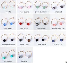 Gold Color Small Hoop Earrings Round Circle Earrings for Women Natural S... - $11.00