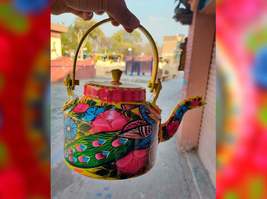 Pakistani Truck Art Style Decor. Decorative BIG Teapot Handpainted Ethnic Style. - £59.81 GBP