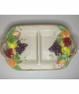 Vintage Fitz And Floyd Fruit Garden Basket Weave Divided Platter  Tray 1990 - $34.21 CAD