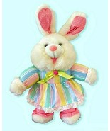 Vintage 1990s Easter Bunny Rabbit 15 Inch Stuffed Plush Pastel Dress Pol... - £13.01 GBP