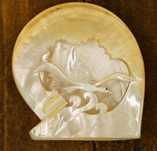 Vintage Tobacco MCM Mid Century Modern Carved Mother of Pearl MOP Shell Ashtray - £51.43 GBP