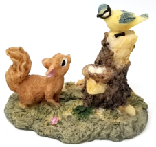Curious Squirrel Meets Bluebird Figurine Spring Resin 1970s Vintage - $15.15