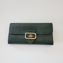 Coach CP244 Croc Embossed Leather Morgan Slim Wallet Clutch Amazon Green - $97.27