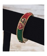 Vintage Bracelet / Bangle - Fancy Red and Green (Small - 2.25&quot; Inside Wi... - $12.99