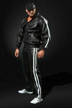 New men`s leather Sweat pants Designer Joggers Running Sports trousers J... - $114.98