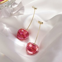 Summer Earring Long sweet fruit cherry cute drop bohemian earrings leather fruit - £6.61 GBP