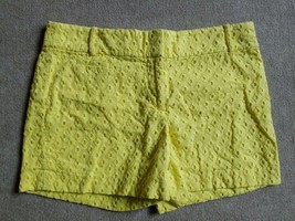 Ann Taylor Loft Riviera Shorts Womens Size 6 Yellow Eyelet Cutouts 100% Cotton - £15.48 GBP