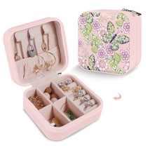 Leather Travel Jewelry Storage Box - Portable Jewelry Organizer - Flutter - £12.36 GBP