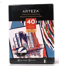 Arteza Premium 4 Classic Colors Waterproof 40 Ct Fine Tip Permanent Markers - £19.56 GBP