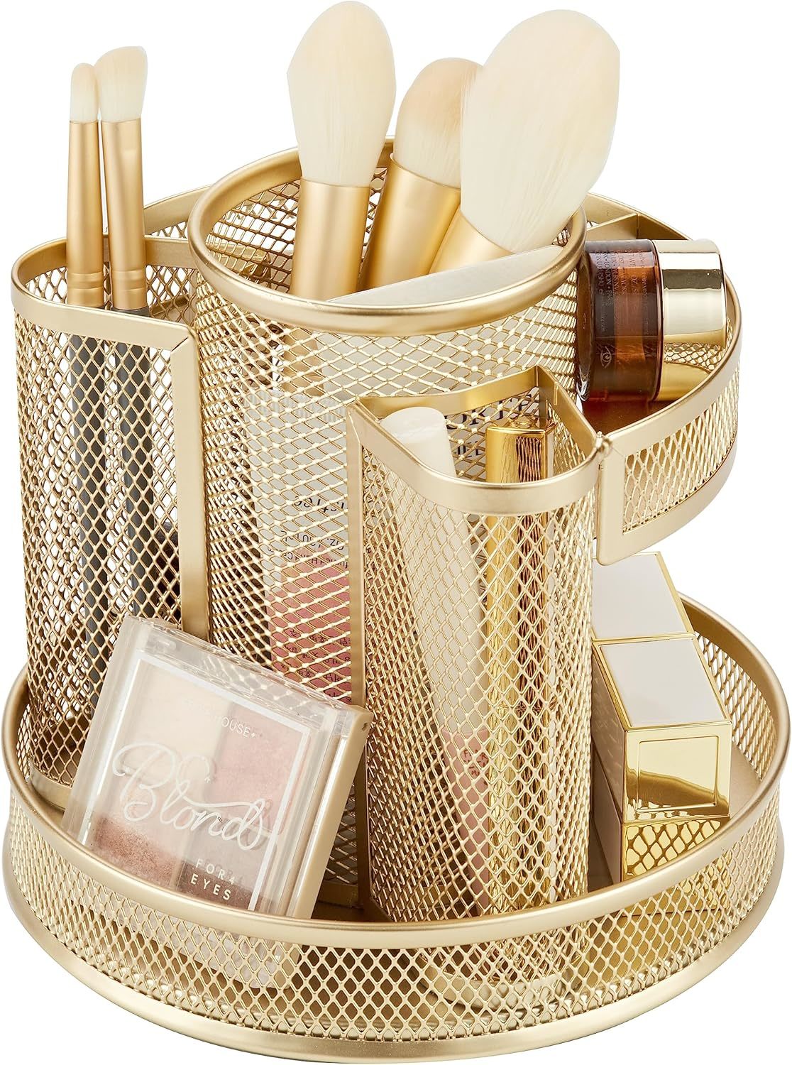 Annova Mesh Desk Organizer Rotate With 5 Compartments Round Spinning Tid... - $32.92