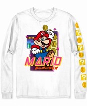 Super Mario Mens Shirt Medium Mario Pop Boxes Graphic Crew Tee White Medium - £15.98 GBP