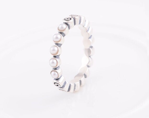 925 Sterling Silver Ocean's Treasure Pearl Ring Engagement Ring