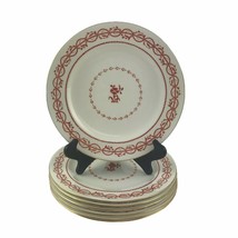 Vintage Royal Crown Derby Salad Luncheon Plates Red Border 8-1/2&quot; Set of... - £93.08 GBP