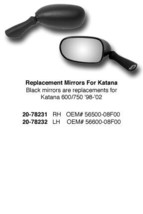 Emgo Left & Right Mirrors For 98-02 Suzuki GSX 600 600F & GSX 750 750F Katana - $53.90