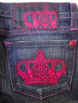 NWT $310 Rock &amp; Republic Kasandra Fuchsia Crystal Crown Jeans Eradic Imp... - $121.83