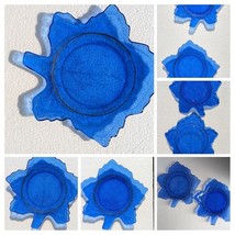 VTG Cobalt Blue LE Smith Mt Pleasant Leaf Plates Dishes Depression Glass Antique - £35.21 GBP