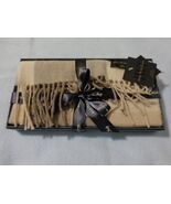 NWT Italian Woollen Treasures Scarf  Brown Khaki w/ box Women Men Fringe - $18.00