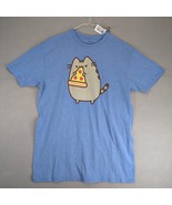Pusheen Eating Pizza Men&#39;s XL T-Shirt Blue Heather Short Sleeve Cute Cat... - $367.50 MXN