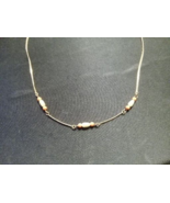 Vintage Wave  Gold Tone  Chain With Salmon, GoldTone Beaded Nice Necklac... - £10.44 GBP