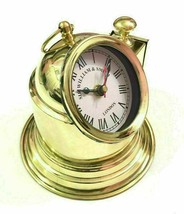 Nautical Brass Helmet Analog Clock Vintage Antique Maritime Collectible - £60.67 GBP