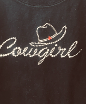 M Womens T Shirt Cowgirl Bling Studs Rhinestones Western Hat Graphic Tee... - $15.13