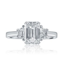 Igi 1.65 Karat E-VS1 Kunstdiamanten Grown Smaragd Schliff Diamantring 14k Weiß - £1,798.59 GBP