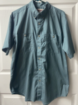Wrangler Rugged Wear  Button Short Sleeved Work Shirt Mens Large Green P... - £11.60 GBP