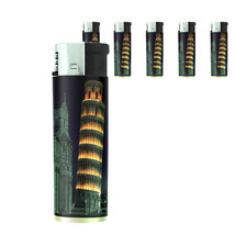 Famous Landmarks D8 Lighters Set of 5 Electronic Refillable Leaning Towe... - £12.62 GBP