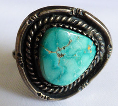 Vintage Retro Southwest Sterling Silver 925 Turquoise Stone Ring Sz 6 - £51.31 GBP