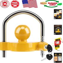 Yellow Trailer Hitch Lock - Heavy Duty Anti-Theft Lock for Towing Safety - $26.56 CAD