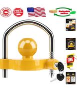 Yellow Trailer Hitch Lock - Heavy Duty Anti-Theft Lock for Towing Safety - $350.61 MXN