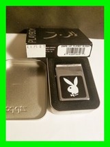 Playboy Zippo Black &amp; White With Original Everything Insert Tin &amp; Box Go... - £58.07 GBP
