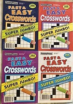 Lot of 4 Fast &amp; Easy Crosswords Super Jumbo! Crosswords Puzzles Books 2020 [Sing - £16.99 GBP