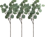 3 Pcs Artificial Silver Dollar Eucalyptus Leaf Spray In Green 25.5&quot; Tall... - £19.23 GBP