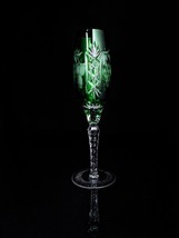 ajka marsala crystal emerald green champagne flute 9&quot; Tall - $175.00