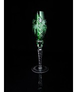 ajka marsala crystal emerald green champagne flute 9&quot; Tall - £139.38 GBP