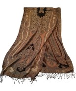 Boho Scarf Wrap Shawl Rectangle Fringe Gold Brown Metallic Thread 80 x 2... - $13.94