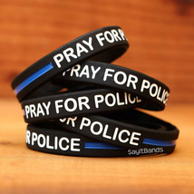 Two (2) Pray For Police Thin Blue Line Wristbands Law Enforcement LEO Bracelets - £1.59 GBP